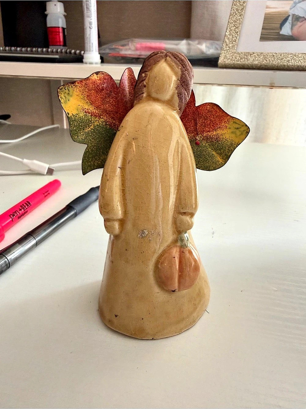 Angel Figurine Decor in Brown & Green